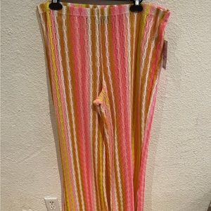 Ladies pink/yellow and orange color swim cover up pants